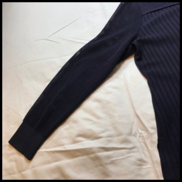 Exclusively Misook Navy Blue Zip Front Ribbed Jacket Mesh Details Size S - Picture 4 of 11